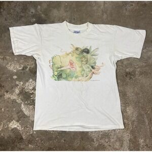 Vintage 90s Fairy T-Shirt Size Large White Fantasy Art The Gifted Like Graphic